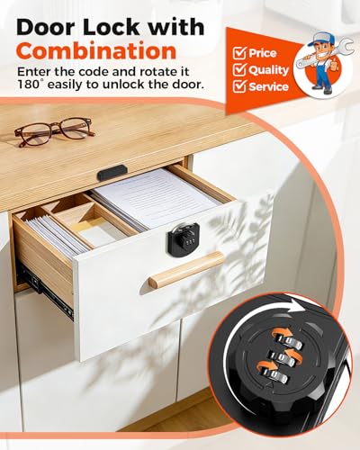 Combination Cabinet Lock, Keyless Code Lock, Black, 1 Pack - color: Black-1PC