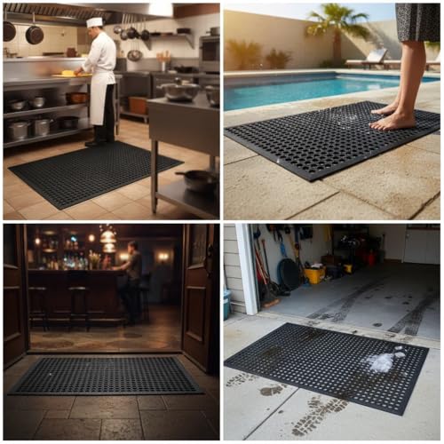 Lovinland Ourdoor Rubber Floor Mat for Outside Entrance 60"x35"