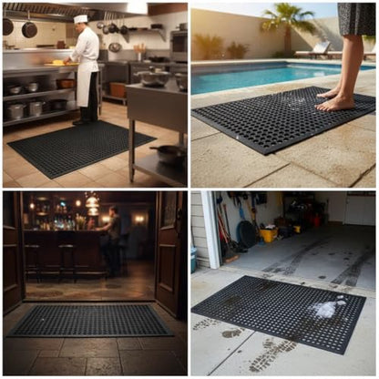 Lovinland Ourdoor Rubber Floor Mat for Outside Entrance 60"x35"