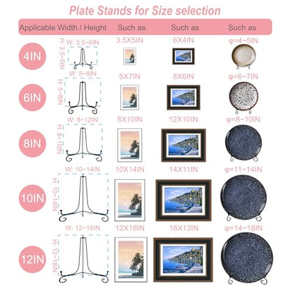 HENABLE 2PCS Premium Black Iron Plate Stands for Display 12 Inch, Decorative Solid Metal Plate Holders for Displaying, Mini Easel, Frame, Book, Card, Plaque, Bowl, Picture Stands for Display - size: 2PCS 12IN
