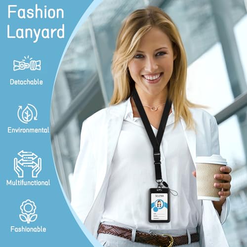 Lanyard, Id Badge Holder，Teacher Card Retractable Reel, Black - color: Black