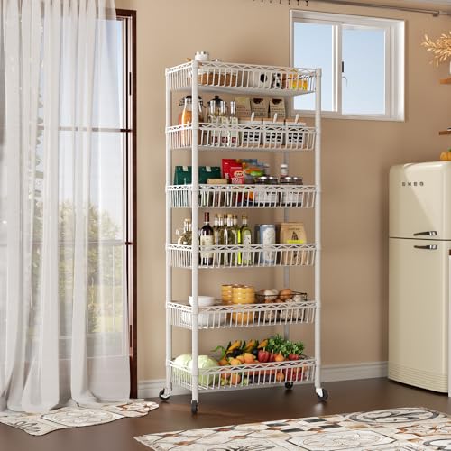 SINGAYE 6 Tier Shelf Wire Shelving Adjustable Storage Shelves Basket Rack - color: White, size: 6-Tier[30"Dx13.5"Wx65"H]