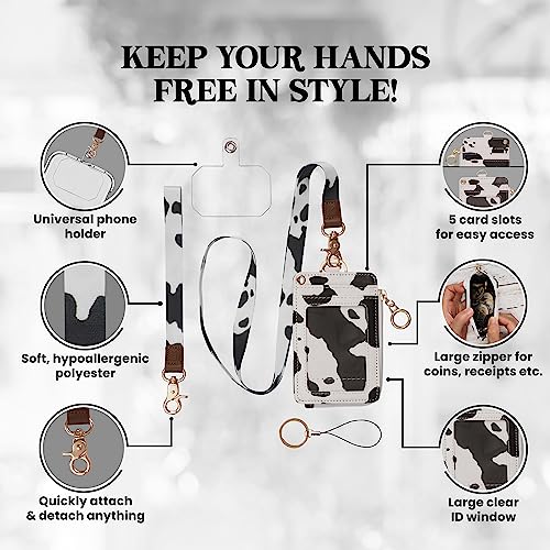 MONDO DESIGNS 2-in-1 ID Badge Holder Lanyard Wallet - Cow - color: Cow