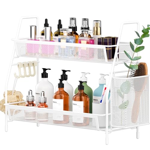 VITVITI 2 Tier Bathroom Countertop Organizer, Vanity Storage Shelf, White - color: 2 Tier Large White
