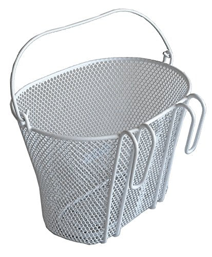 Basket with Hooks, Front, Removable, Wire mesh Small, Kids Bicycle Basket - color: White