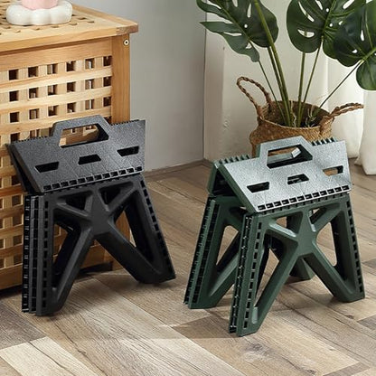 Folding Step Stool Holds 440 lbs - 9" Sturdy Foldable Step Stool with Non-Slip Base, Space Saving for Kitchen, Bathroom, Camping (Green) - color: Green