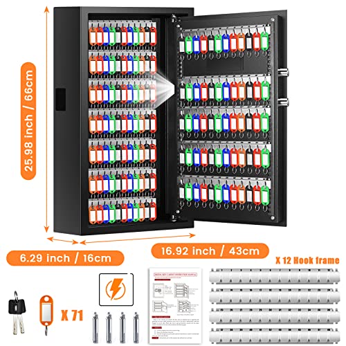 144 Keys Anti-Theft Fireproof Key Cabinet Wall Mount with Combination Lock