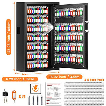 144 Keys Anti-Theft Fireproof Key Cabinet Wall Mount with Combination Lock
