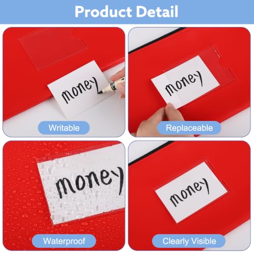 4 Pack Money Bags With Zipper, Pu Leather Cash Pouches, 11 x 6 In - color: Dark Colors
