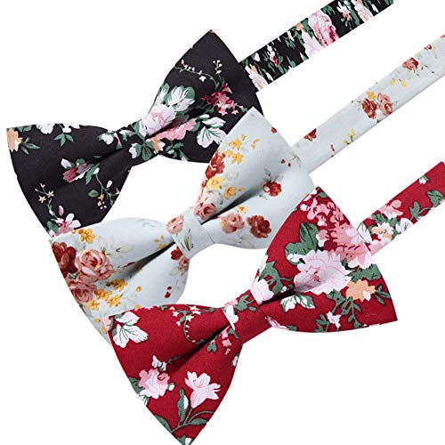 AUSKY 8 PACKS Elegant Adjustable Pre-tied Bow Ties for Men Boys (1&4&5&6&8 Pack for option) - color: Floral B