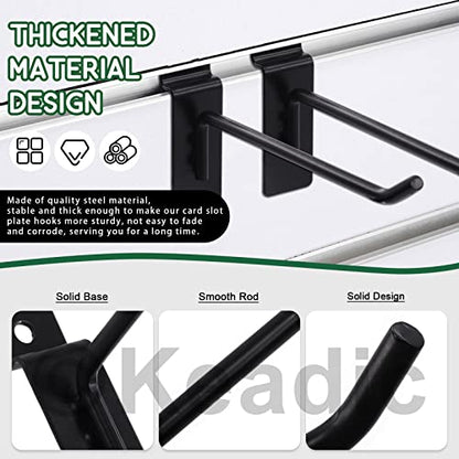 Keadic 20Pcs 2” Slatwall Hooks Set Heavy Duty Slat Wall Shelf Brackets Hanging Hook Pegboard Gridwall Panel Hook for Garage Shop Retail Display and Organization (Black) - size: 2 Inch