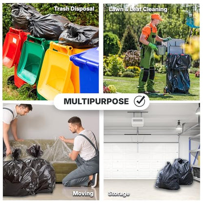 Bagtron 55-60 Gallon Trash Bags, 30 Micron Heavy Duty Pure LDPE Garbage Can Liners, 36" x 58" Large, Black, 100 Count - style: 60 Gal, 1.18mil (100ct)