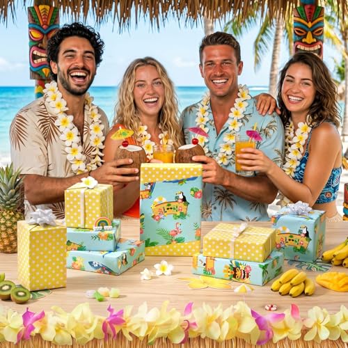 WERNNSAI Hawaiian Aloha Wrapping Paper - 33 ft Hawaii Birthday Gift Wrap - color: Aloha