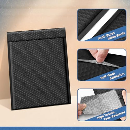 Fuxury Bubble Mailers 10x13 Inch Black 250 Pack Bulk Padded Envelopes - color: Black, size: 10x13" 250PC