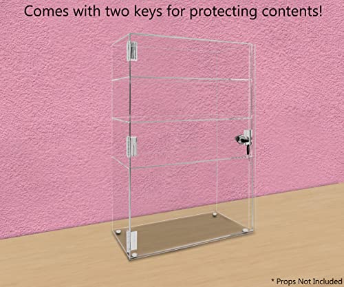 Marketing Holders Acrylic Locking Vertical Cabinet with Keys 12" x 6" x 19" Clear Tall Countertop Locker One Piece No Assembly with Swinging Door for Retail Merchandise - size: 12" x 6" x 19"