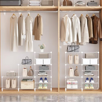 AWTATOS Closet Organizer 6 Cube Storage Shelves, Transparent Twill - color: Transparent Twill