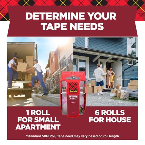 Scotch Secure Seal Packing Tape, 1.88 in x 800 in, 6 Rolls - size: 6 Rolls
