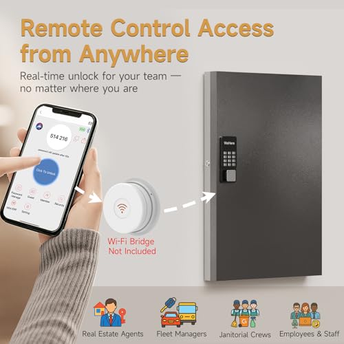 96 Key Lock Box Smart Key Organier Cabinet with Keypad & App for Office - size: 2.3inx16inx25.6in