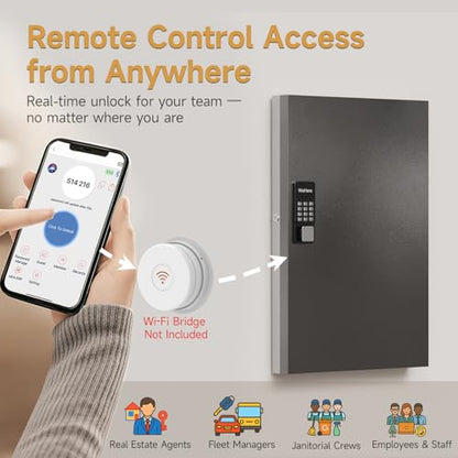 96 Key Lock Box Smart Key Organier Cabinet with Keypad & App for Office - size: 2.3inx16inx25.6in