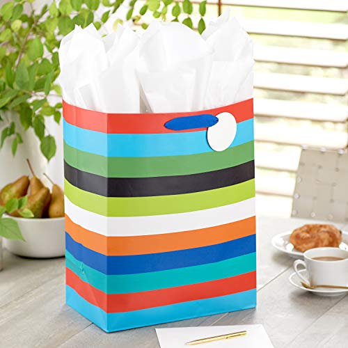 Hallmark 17" Extra Large Gift Bag with Tissue Paper (Rainbow Stripes)