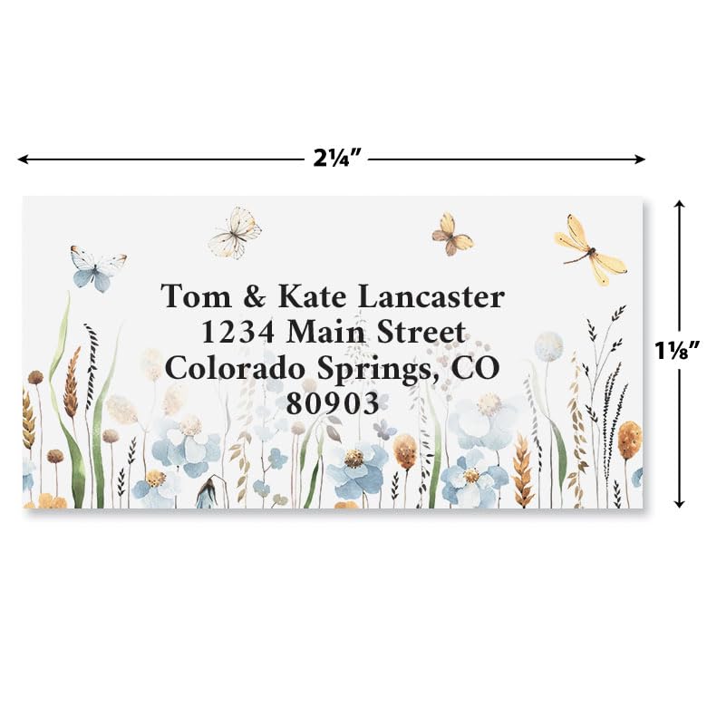 Blooming Wildflowers Personalized Foil Border Address Labels Set of 144, Self-Adhesive, Flat-Sheet Address Labels - color: Blooming Wildflowers