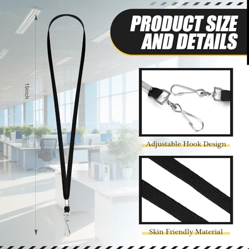 500 Pack Bulk Lanyards for ID Name Badges Holder Flat Lanyards with Hook Clip Swivel for Office School Accessories (Black) - color: Black