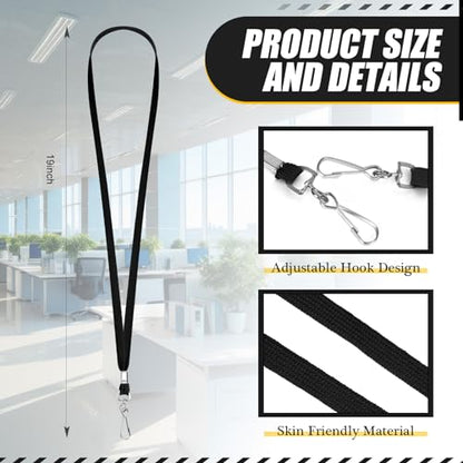 500 Pack Bulk Lanyards for ID Name Badges Holder Flat Lanyards with Hook Clip Swivel for Office School Accessories (Black) - color: Black