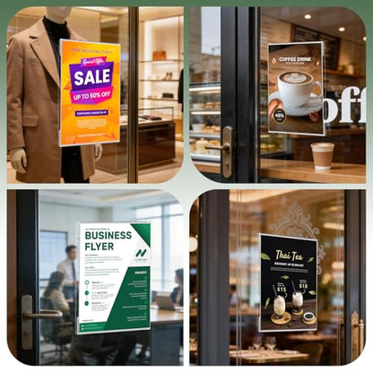 15 Pack 8.5x11 Acrylic Sign Holder Wall Mount, Clear Plastic Wall Signs Display for Flyers, Acrylic Frame Photo Menu Stands with Adhesive Tape for Restaurants, Office and Business Store - No Drilling - size: 15 Pack 8.5x11" Wall Mount