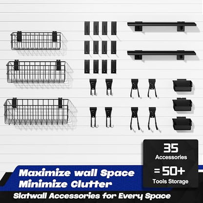 35PCS Slatwall Accessories for Garage Organization Workshop Storage