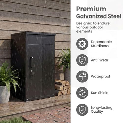 COSTWAY Large Outdoor Package Delivery Box Galvanized Steel Mailbox - size: 17.5" x 17.5" x 34"