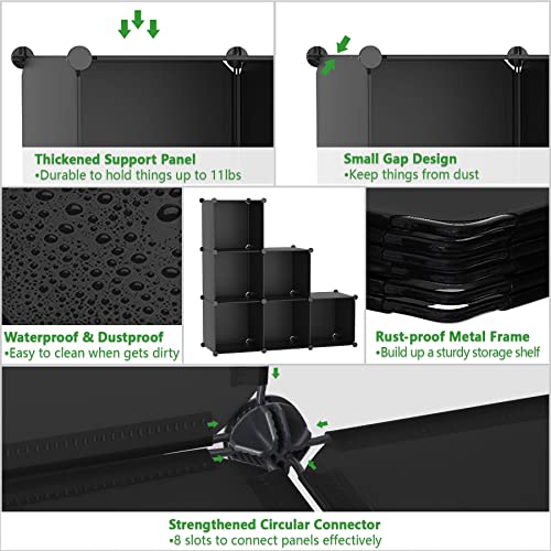C&AHOME 6-Cube Storage Organizer Cube Shelf Closet Storage Bookcase, Black - color: Black