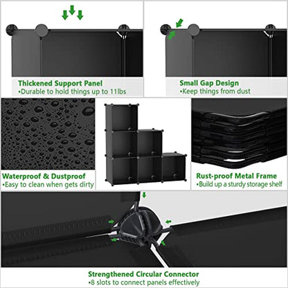 C&AHOME 6-Cube Storage Organizer Cube Shelf Closet Storage Bookcase, Black - color: Black