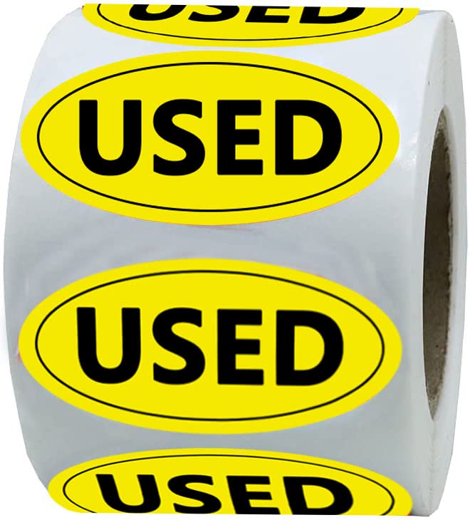 500 Pcs Yellow Oval Inventory Labels(Used), 1x2 Inches - style: USED
