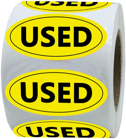 500 Pcs Yellow Oval Inventory Labels(Used), 1x2 Inches - style: USED