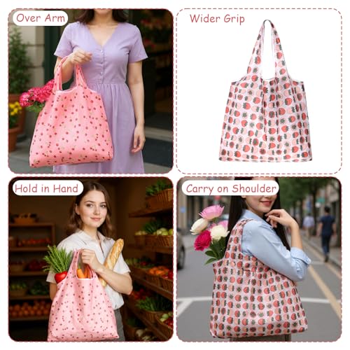 2 Pcs Reusable Shopping Bags Cute Extra Large Foldable Bag Travel Waterproof Totes Pouch Bag Pocket Bags