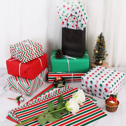 BEISHIDA 100 Sheets Christmas Red Green Tissue Paper Bulk for Gift Wrapping - color: 6rg120