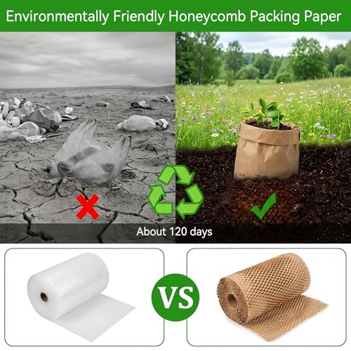 Honeycomb Packing Paper - 15"x165" Bubble Wrap Roll for Moving Shipping - size: 15"x165'