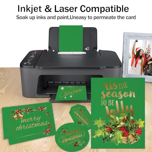 Goefun 24 Sheets 80lb Forest Green Cardstock 8.5 x 11 Thick Printer Paper - color: green, size: 8.5x11