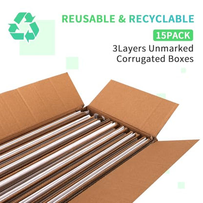 CRUGLA 12x12x6 Shipping Boxes 15 Pack, White Corrugated Cardboard Boxes with Side-Lock and Pre-Applied Double-Sided Tape, Easy Assemble Packing Mailer Boxes for Small Business Shipping - size: 12x12x6 Inch 15 Pack