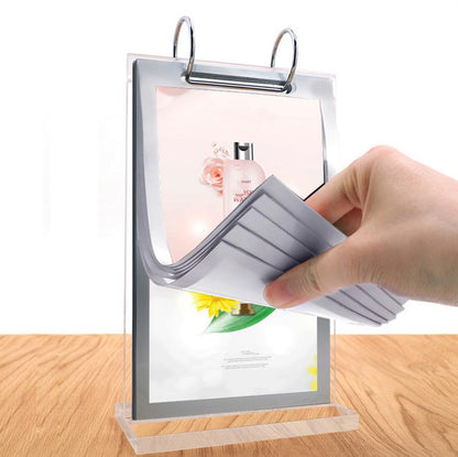 Clear Acrylic Sign Holder,Frames Desktop Double Display Holder T Type Menu Holders Flip Display 6 Pages-12 Sides Picture Paper Card Store Office Menu Retail Show Fair -Vertical (4x6)