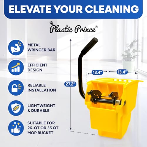 Plastic Prince Mop Wringer Only Side Press Wringer Replacement for Plastic Prince 26-Quart or 35 Quart Commercial Mop Bucket on Wheels, Yellow