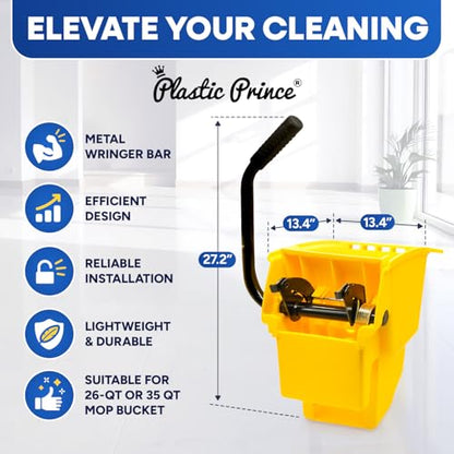 Plastic Prince Mop Wringer Only Side Press Wringer Replacement for Plastic Prince 26-Quart or 35 Quart Commercial Mop Bucket on Wheels, Yellow