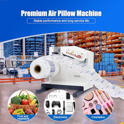 High-Speed Air Cushion Machine for Packaging & Shipping 3-Second Preheat, 26ft/min Maker with 328ft Air Pillow Film Roll,LA-E4C