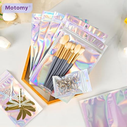100Pcs Holographic Packaging Bags, 2.7x3.9 inch Resealable Foil Pouch - size: 100Pcs-2.7x3.9 Inch