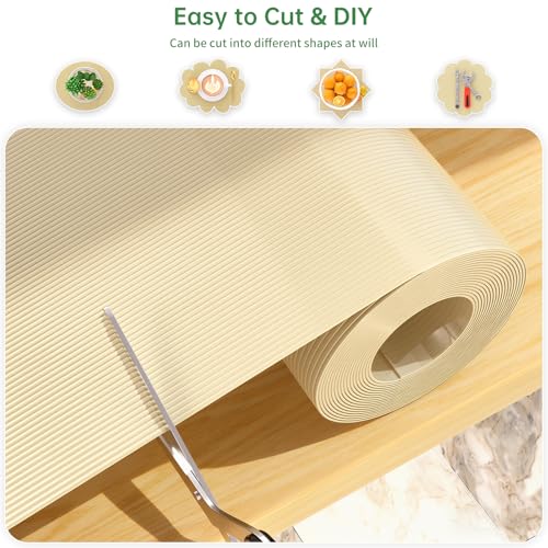 Shelf and Drawer Liner for Kitchen Cabinet Non-Adhesive 12IN x 30FT - color: Beige, size: 12"W x 360"L