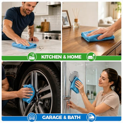 GLIMGLINT Reusable Shop Towels, 100 Pack Microfiber Cleaning Cloth, 11 x9 - color: Blue