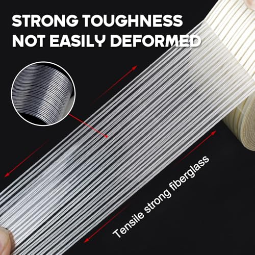 Mono Fiberglass Transparent Reinforced Packing,Strapping Tape Packaging Tape Heavy Duty Waterproof Tape 2" x55yards, 6mil (2 Pack)