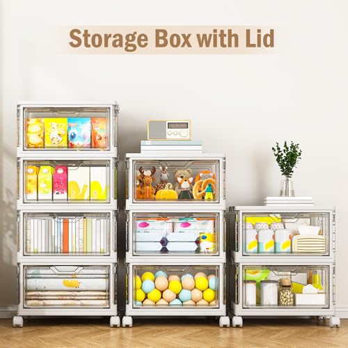 Kmiectse Clear Storage Bins with Lids - 4 Tier 32qt Plastic Stackable Bins - size: 32QT-4Pack&1Lid