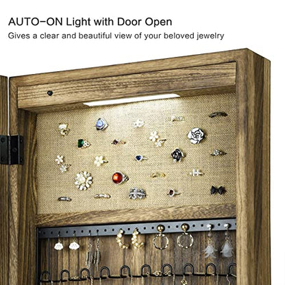 SRIWATANA Jewelry Cabinet with Mirror, Lockable Door, Carbonized Black - color: carbonized black