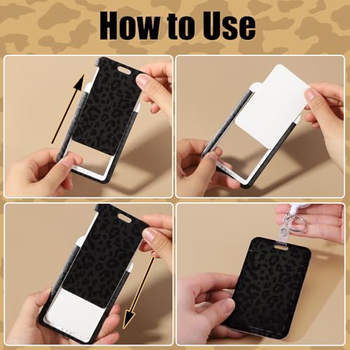3 Pack Leopard Id Badge Holder with Retractable Reel and Clip - color: Leopard